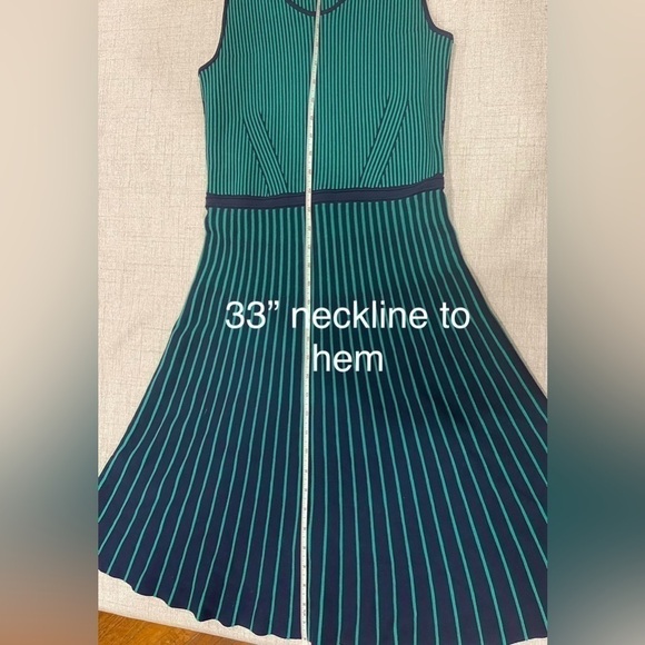 BANANA REPUBLIC sweater knit blue green fit & flare sleeveless dress. NWOT. XS - Picture 10 of 11